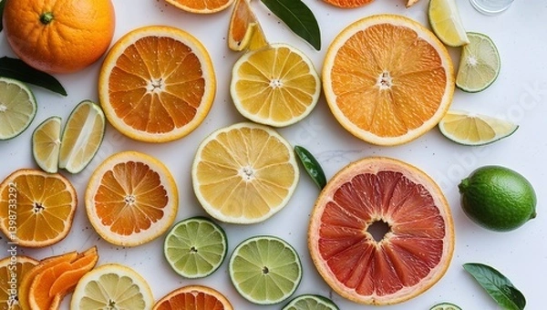 Fototapeta Citrus Fruit Medley – Lemon, Lime, Orange, Grapefruit

