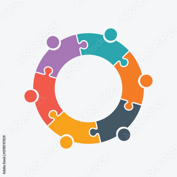 Obraz Colorful Circular Puzzle Team Connection Diversity Collaboration Success Icon