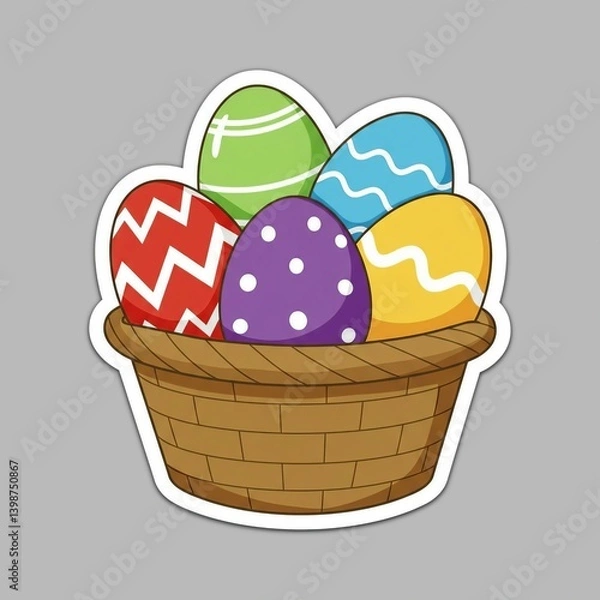Fototapeta easter eggs in basket sticker 