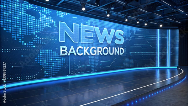 Fototapeta Background news studio Blue digital code on a screen represents internet security technology