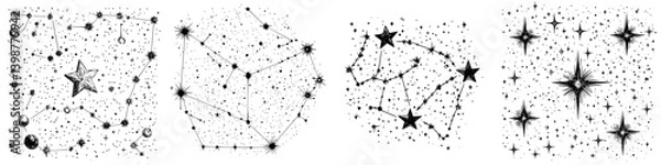Obraz Star constellations and celestial patterns illustrated with intricate designs and various star arrangements