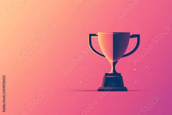 Fototapeta A creative minimalist trophy design displayed on a gradient pink background, symbolizing achievement and success