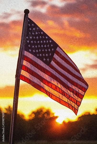 Obraz American Independence Day Flag