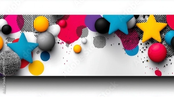 Fototapeta Vibrant geometric shapes and playful colors create a lively modern decor in a creative workspace atmosphere Generative AI