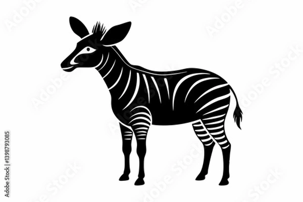 Fototapeta okapi silhouette line art vector illustration with a white background