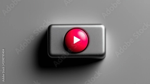 Fototapeta Creative digital button design features a prominent play symbol against a sleek background, inviting users to engage and explore media Generative AI