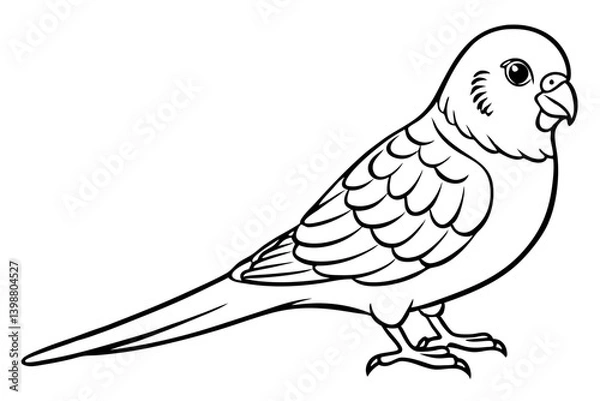 Fototapeta parakeet silhouette line art vector illustration with a white background