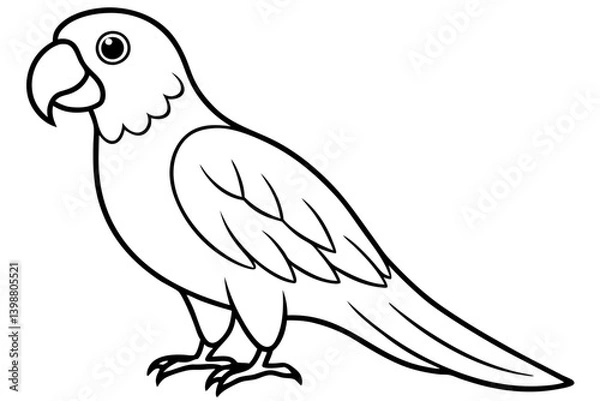 Fototapeta parrot silhouette line art vector illustration with a white background