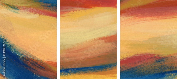 Fototapeta Three abstract artist-made paintings. Versatile artistic image can apply to a wide range of creative design projects: posters, websites, banners, cards, magazines, covers, prints, wallpapers. 
