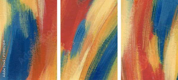Fototapeta Three abstract artist-made paintings. Versatile artistic image can apply to a wide range of creative design projects: posters, banners, cards, magazines, covers, prints, wallpapers.
