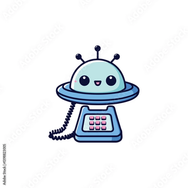 Obraz  kawaii  UFO  phone vector