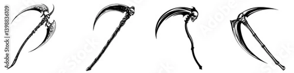 Fototapeta Unique scythe designs showcasing detailed artistry and craftsmanship in a variety of styles