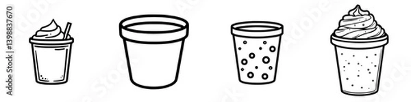 Obraz Various dessert cups presented in a simple style showing different types of treats in a fun and engaging manner