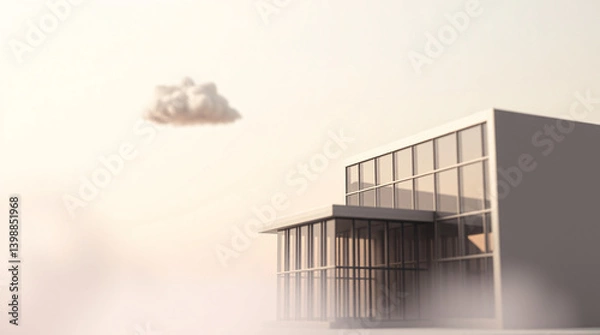 Obraz Glass building with a cloud in the sky