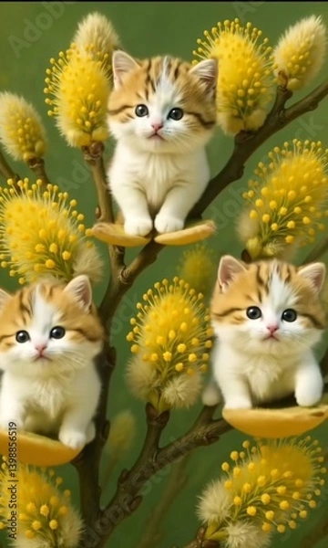 Obraz two kittens playing with ball