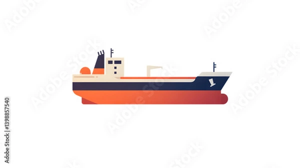 Fototapeta Illustration of a Cargo Ship with Vibrant Colors and Simplified Design for Various Applications
