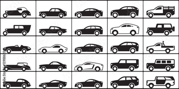 Fototapeta Car model toys on collector holder – vector illustration