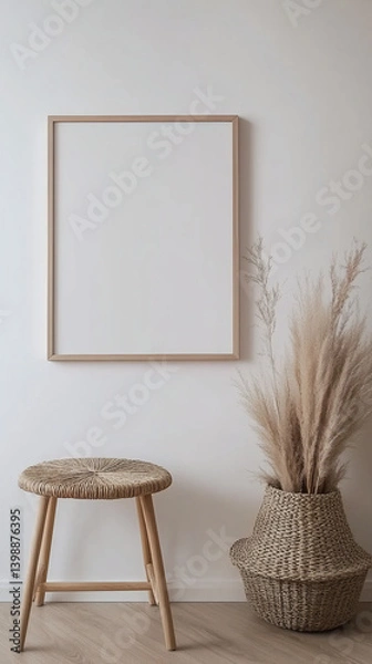 Obraz Minimalist Wooden Frame Mockup with Scandinavian Decor