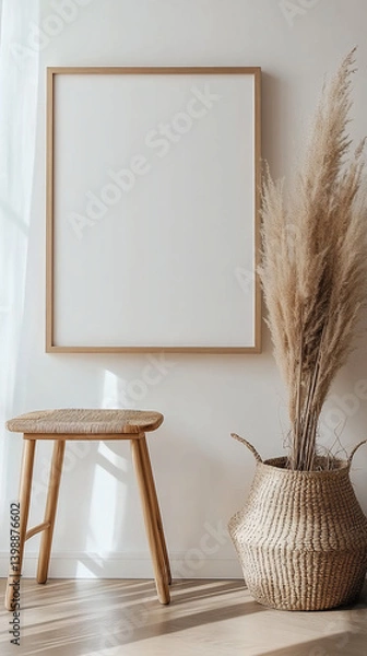 Obraz Minimalist Wooden Frame Mockup with Scandinavian Decor