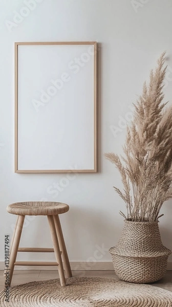 Obraz Minimalist Wooden Frame Mockup with Scandinavian Decor