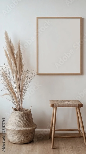 Obraz Minimalist Wooden Frame Mockup with Scandinavian Decor