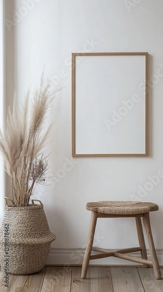 Obraz Minimalist Wooden Frame Mockup with Scandinavian Decor