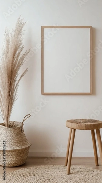 Obraz Minimalist Wooden Frame Mockup with Scandinavian Decor