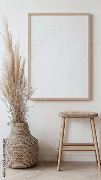Obraz Minimalist Wooden Frame Mockup with Scandinavian Decor