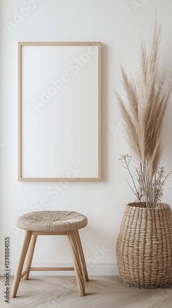 Obraz Minimalist Wooden Frame Mockup with Scandinavian Decor