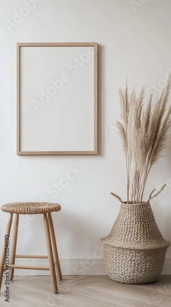 Obraz Minimalist Wooden Frame Mockup with Scandinavian Decor