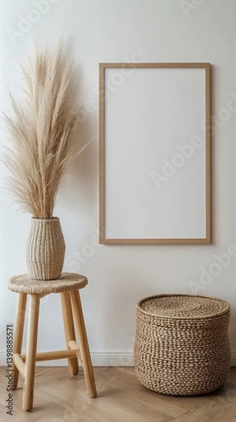 Obraz Minimalist Wooden Frame Mockup with Scandinavian Decor