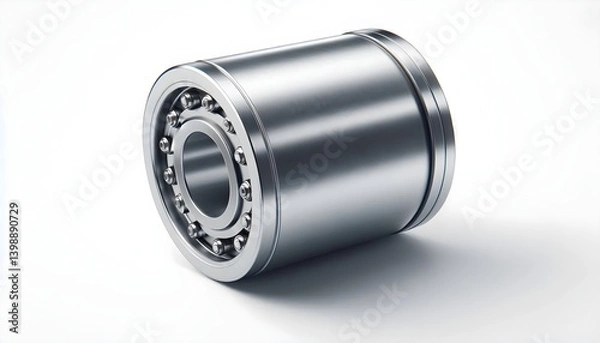 Fototapeta Galvanized conveyor roller tube with cylindrical build and unbranded design placed on clean white background