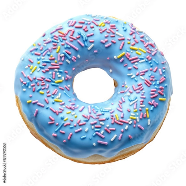 Obraz blue donut with sprinkles isolated on a white transparent background