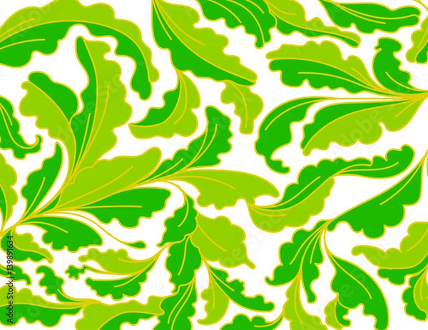 Fototapeta Green leaf vector pattern on a white background