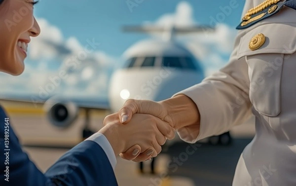 Fototapeta Successful Business Deal at the Airport - A Professional Partnership life of pilots photo series