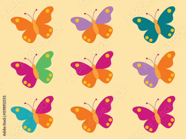 Fototapeta seamless background with butterflies