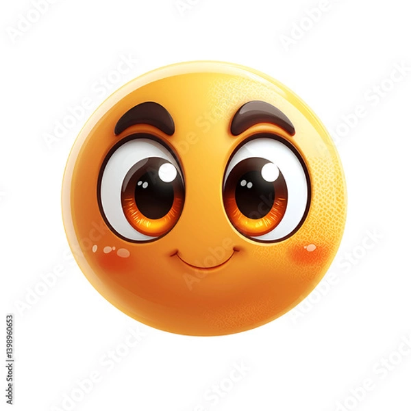 Fototapeta Smiling Emoji Face with Bright Eyes and Cheerful Expression on a Transparent Background