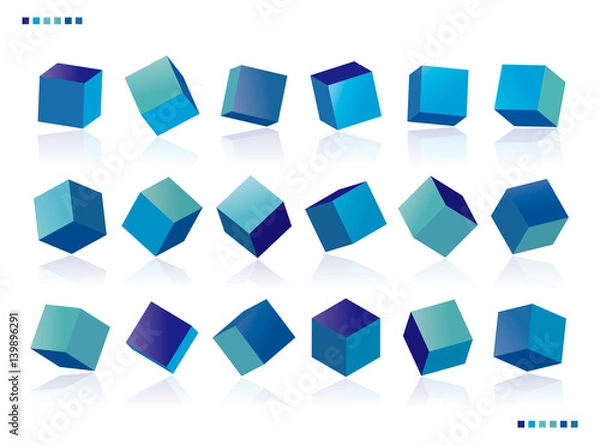 Obraz キューブ　立体　寒色