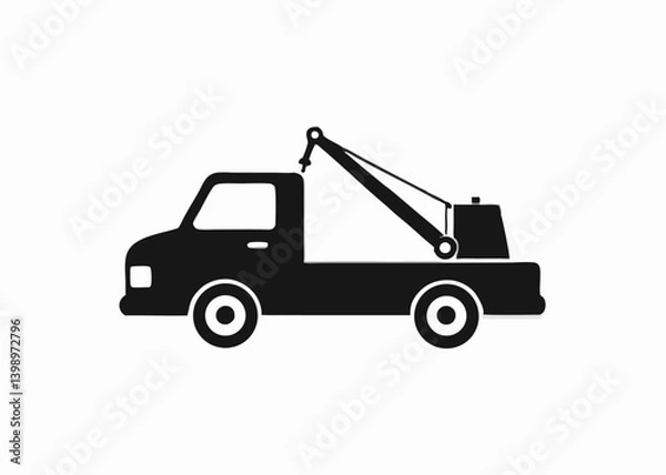 Fototapeta Towing Truck: A silhouette of a robust tow truck, rendered in striking detail against a stark backdrop, conveys a sense of readiness and service, perfect for themes of roadside assistance.