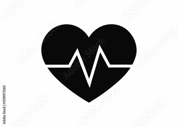 Fototapeta Heartbeat Symbol: A stark black heart, intricately designed to represent the rhythm of life itself, symbolizing vitality and the essence of existence. 