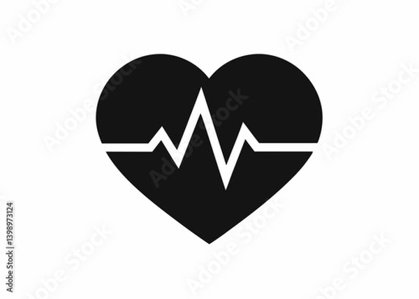 Fototapeta Heartbeat of Well-being: A stark, monochromatic image of a stylized heart, interwoven with a bold waveform, symbolizing the vital pulse of life and the essence of health and wellness. 