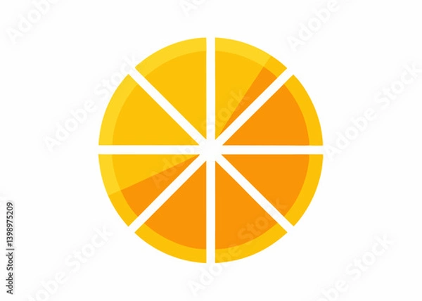 Fototapeta Citrus Burst: A graphic depiction of a vibrant orange slice, radiating with freshness and juicy appeal, perfect for conveying the essence of healthy eating and natural goodness.