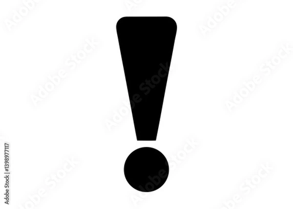 Fototapeta Attention Alert: A bold black exclamation point isolated against a simple background, symbolizing urgency, emphasis, or a call to action, perfect for conveying important information.