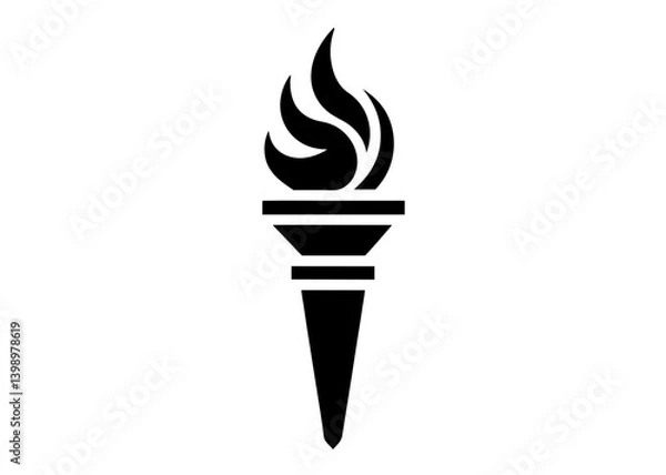 Fototapeta Torch of Hope: A symbol of light and guidance, this torch silhouette embodies inspiration and represents the flame of knowledge, a beacon of aspiration, and a timeless emblem of enlightenment.