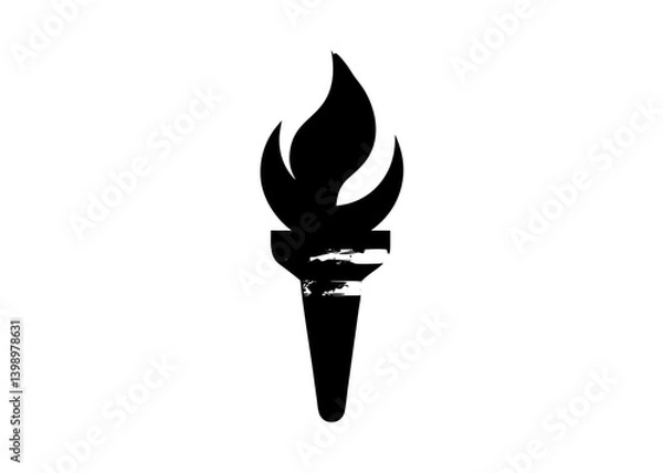 Fototapeta Torch Symbol: A minimalist symbol of a torch with flames, symbolizing enlightenment, guidance, and hope, set against a blank canvas.