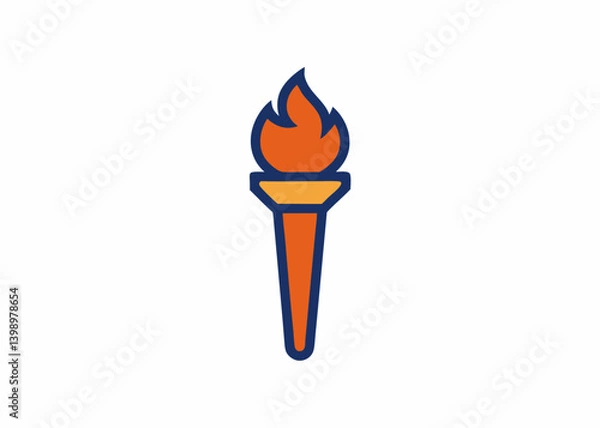 Fototapeta Burning Torch Symbol: A vivid illustration of a torch with a blazing flame, symbolizing enlightenment and endurance, perfect for representing guidance, leadership and inspiration.