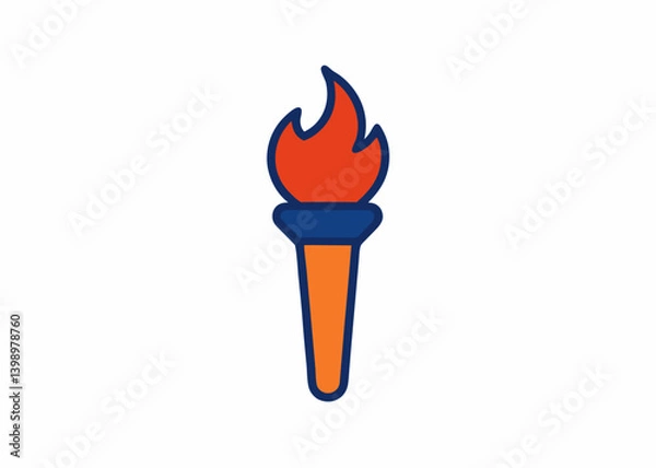 Fototapeta Ignited Torch: A vibrant illustration of a torch, its flame brightly depicted, symbolizing guidance, enlightenment, and the enduring spirit of illumination.