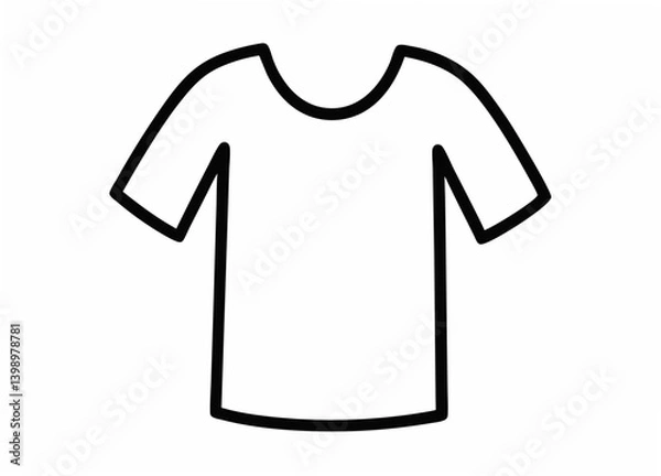 Fototapeta Simplified Apparel: A minimalist line drawing of a casual T-shirt.