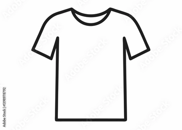 Fototapeta Simple Tee: A minimalist outline of a classic short-sleeved tee, perfect for various design applications and representing casual wear.