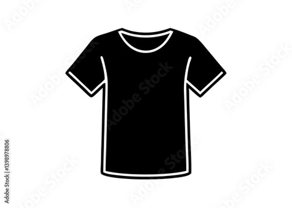 Fototapeta Black T-shirt Silhouette: A simple and clean silhouette of a black t-shirt, perfect for apparel design or conceptual representations of fashion.